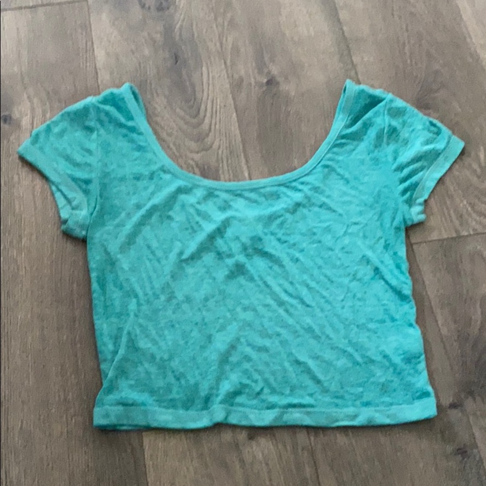Turquoise colored crop top